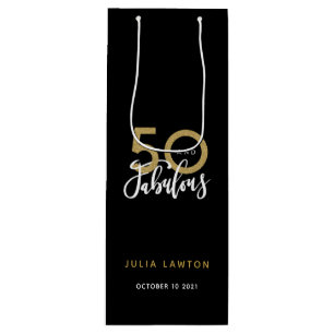 50 and fabulous modern stylish party wine gift bag