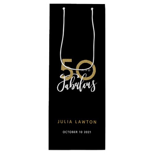50 and fabulous modern stylish party  wine gift bag