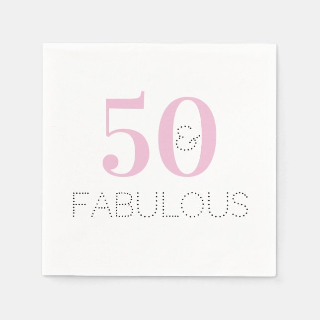 50 and fabulous | Modern Typography Pink Birthday Napkins (Front)