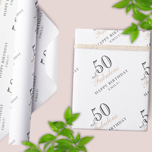 50 and Fabulous Modern Woman 50th Birthday Wrapping Paper