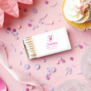 50 and Fabulous Name Date 50th Birthday Party Matchboxes