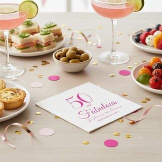 50 and Fabulous Name Date 50th Birthday Party Napkins