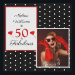 50 and Fabulous Name SM Photo 50th Birthday BLK WH Faux Canvas Print<br><div class="desc">We are having a 50th birthday party. Celebrate with the 50 and Fabulous wall canvas print. Personalize with your photo and name. This is the smallest print size. The script style font and the colors can be changed when you customize further. If you need help with this or would like...</div>