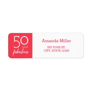 50 and Fabulous Orange and White Address Labels