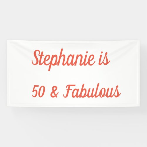 50 And Fabulous Orange Terracotta Birthday Party Banner