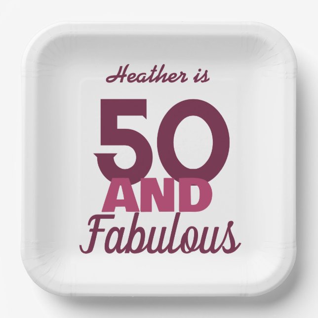 50 and Fabulous  Paper Plates (Front)