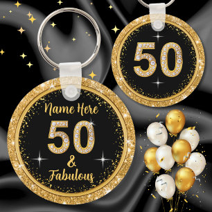 50 and Fabulous Party Favors, Personalized Keychain