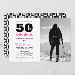 50 and Fabulous Party Invitation with B&W Photo