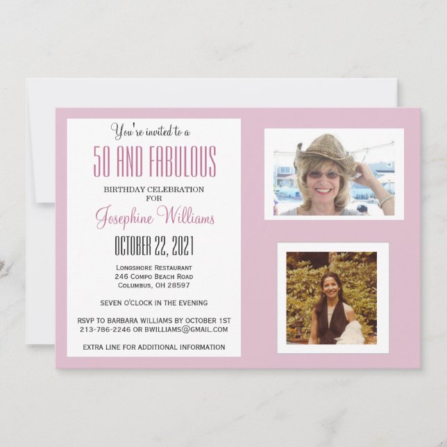 50 and Fabulous Party Photos  Invitation (Front)