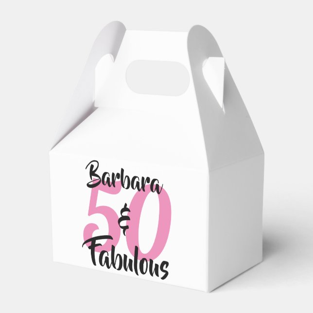 50 and Fabulous Personalized Birthday Party Favor Boxes (Front Side)