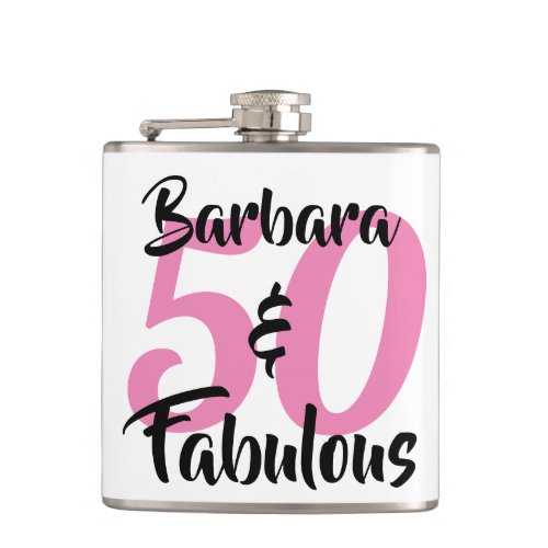 50 and Fabulous Personalized Birthday Party Flask