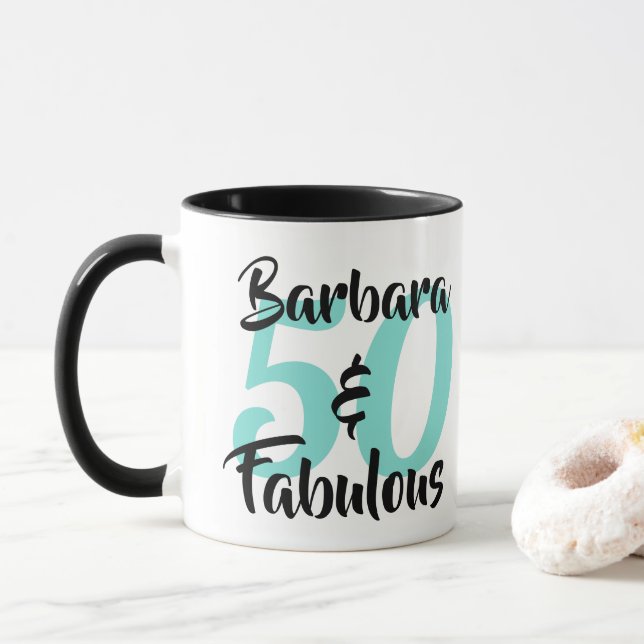 50 and Fabulous Personalized Birthday Party Mug (With Donut)