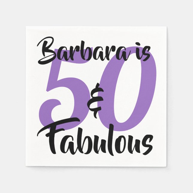 50 and Fabulous Personalized Birthday Party Napkins (Front)