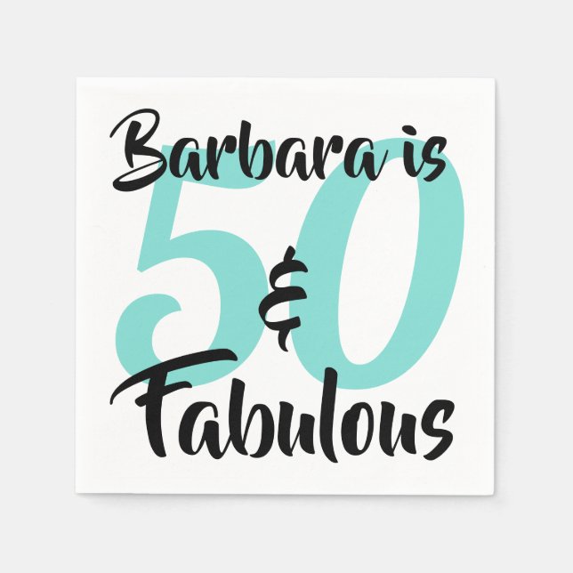 50 and Fabulous Personalized Birthday Party Napkins (Front)