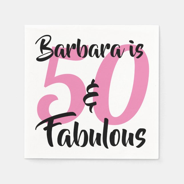 50 and Fabulous Personalized Birthday Party Paper Napkins (Front)