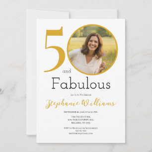 50 and Fabulous Photo 50th Birthday Party Invitation