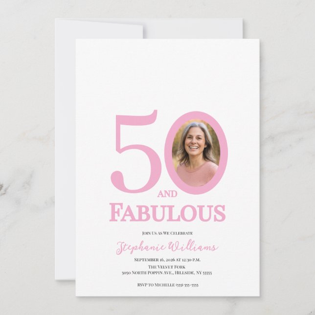 50 and Fabulous Photo 50th Birthday Party Invitation (Front)