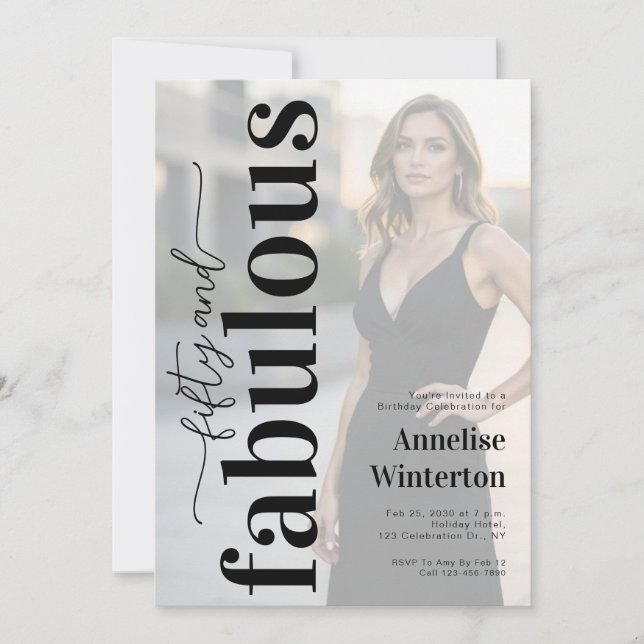 50 and Fabulous Photo 50th Birthday Party Invitation (Front)