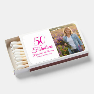 50 and Fabulous Photo 50th Birthday Party Matchboxes