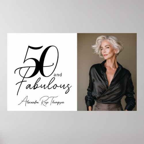 50 and Fabulous Photo 50th Birthday Party Poster