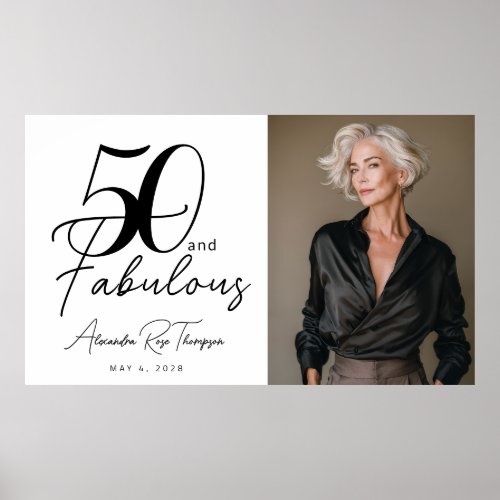 50 and Fabulous Photo 50th Birthday Party Poster