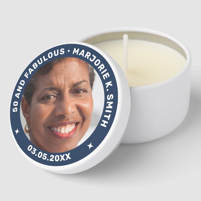 50 And Fabulous Photo 50th Birthday Thank You Mini Candle Favors (Corner)