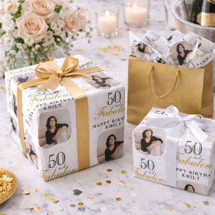 50 and Fabulous Photo 50th Birthday Tissue Paper