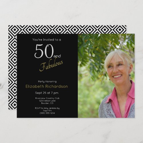 50 and Fabulous Photo Birthday Invitation