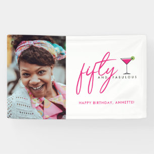 50 and Fabulous Photo Birthday Party Banner