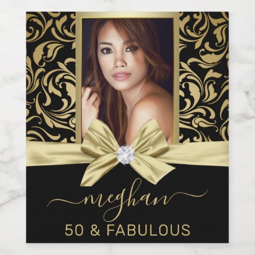 50 and Fabulous Photo Birthday Party Bottle Label