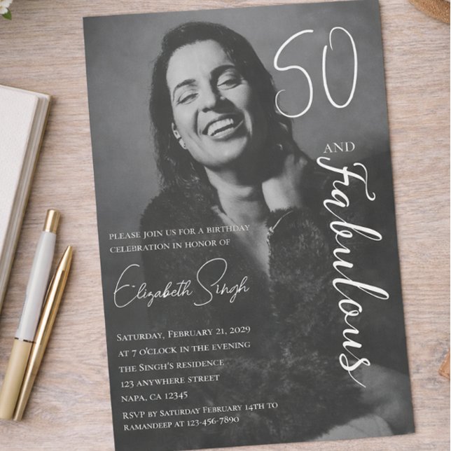 50 and Fabulous Photo Birthday Party Invitation  (Creator Uploaded)