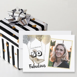 50 And Fabulous Photo Bold Golden Birthday Invitation