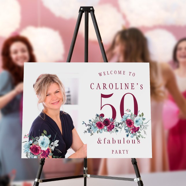 50 and fabulous photo floral 50th birthday party foam board (Creator Uploaded)