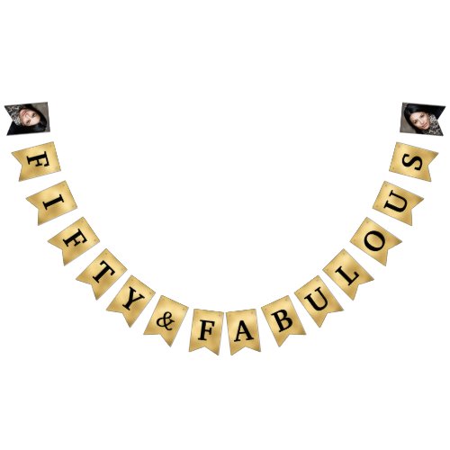 50 and Fabulous Photo Gold Foil Bunting Flags