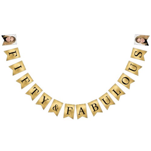 50 and Fabulous Photo Gold Foil Bunting Flags