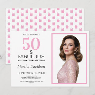 50 and Fabulous Pink 50th Birthday Invitation