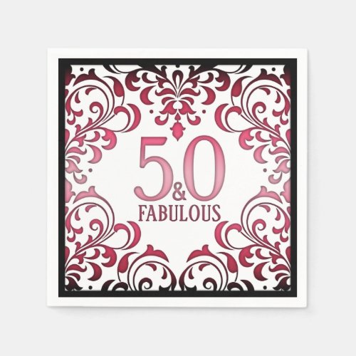 50 and Fabulous Pink 50th Birthday Napkins