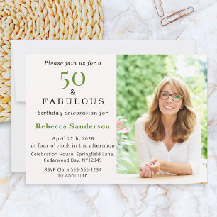 50 and Fabulous Pink 50th Birthday Party Invitation
