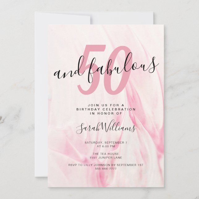 50 and Fabulous Pink 50th Birthday Party Invitation (Front)