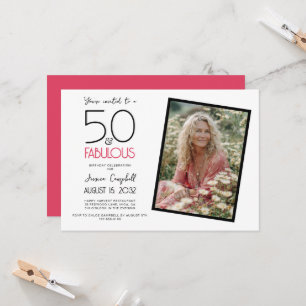 50 and Fabulous Pink 50th Birthday Party Invitation