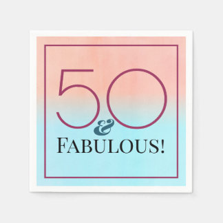 50 and Fabulous Pink and Blue Party Napkins