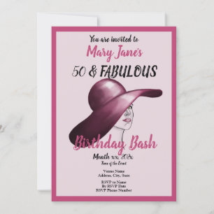 50 and Fabulous Pink Birthday Bash Invitation