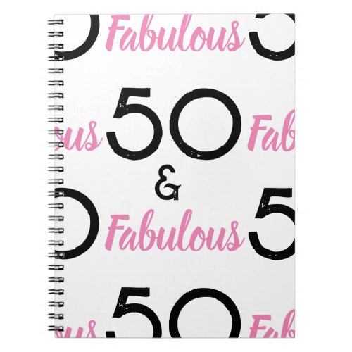 50 and Fabulous Pink Birthday Party Celebration Notebook