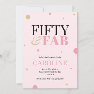50 and Fabulous Pink Birthday Party Invitation
