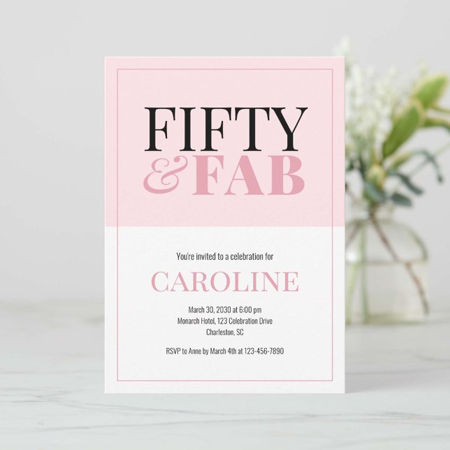 50 and Fabulous Pink Birthday Party Invitation (Creator Uploaded)