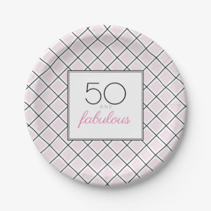 50 and fabulous pink birthday party paper plates