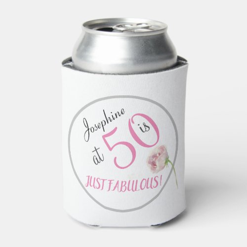50 and Fabulous Pink Black Fiftieth Birthday Party Can Cooler