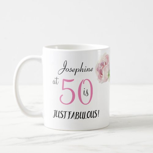 50 and Fabulous Pink Black Fiftieth Birthday Party Coffee Mug