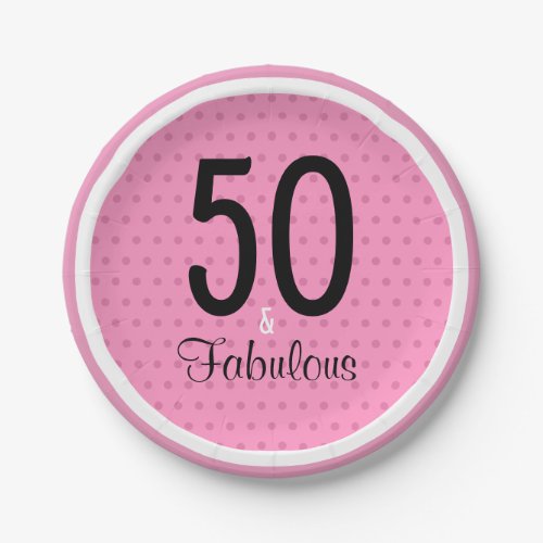 50 and Fabulous Pink Black Girly Birthday Paper Plates