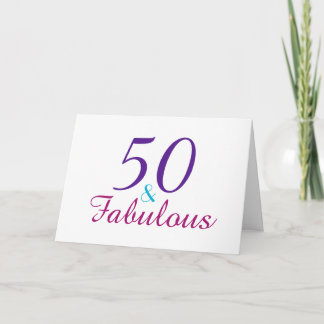 50 and Fabulous Pink Blue Violet Personalize Card